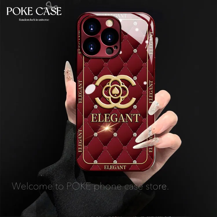 高级电镀玻璃菱格双C适用苹果oppo华为vivo小米创意手链手机壳