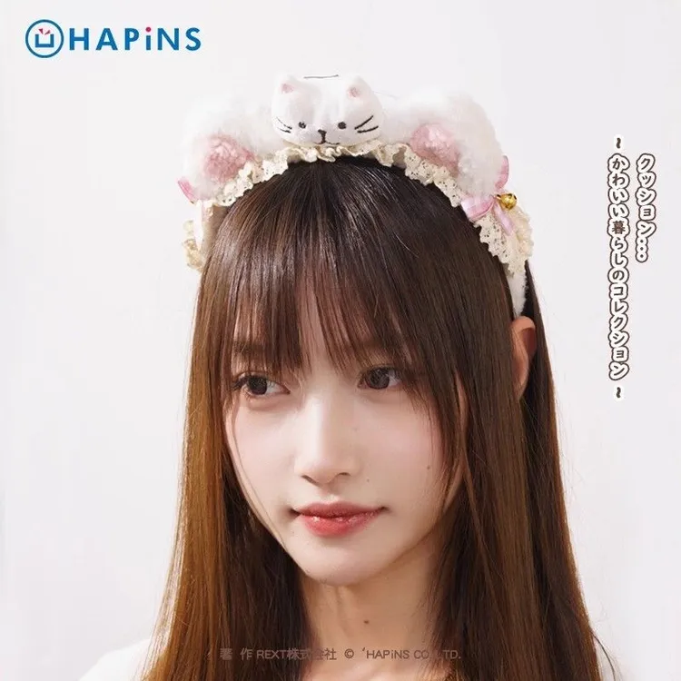 日本HAPiNS三花猫可爱发箍束发带头箍毛绒发捆发卡洗脸用