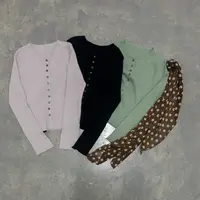 hd【针织开衫】波点飘带 毛衣针织开衫 简约百搭气质 温柔气质上衣