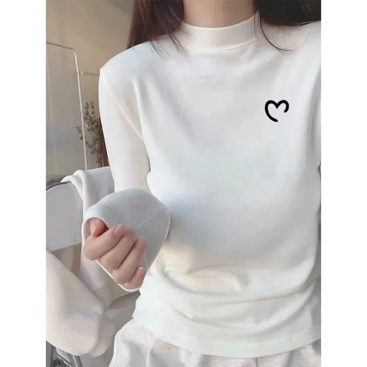 秋冬新款半高领正肩德绒保暖长袖T恤时尚休闲修身内搭打底衫上衣