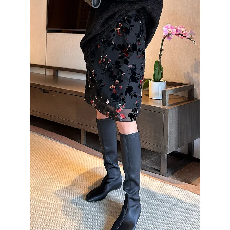 紫紫  桃之夭夭裙   四季叠搭绒感浅中式百搭半身裙ZD10BZHJ266