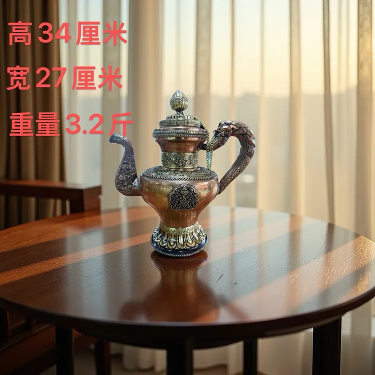 复古工艺纯手工黄铜贲巴壶 可作家居摆放的实用茶壶