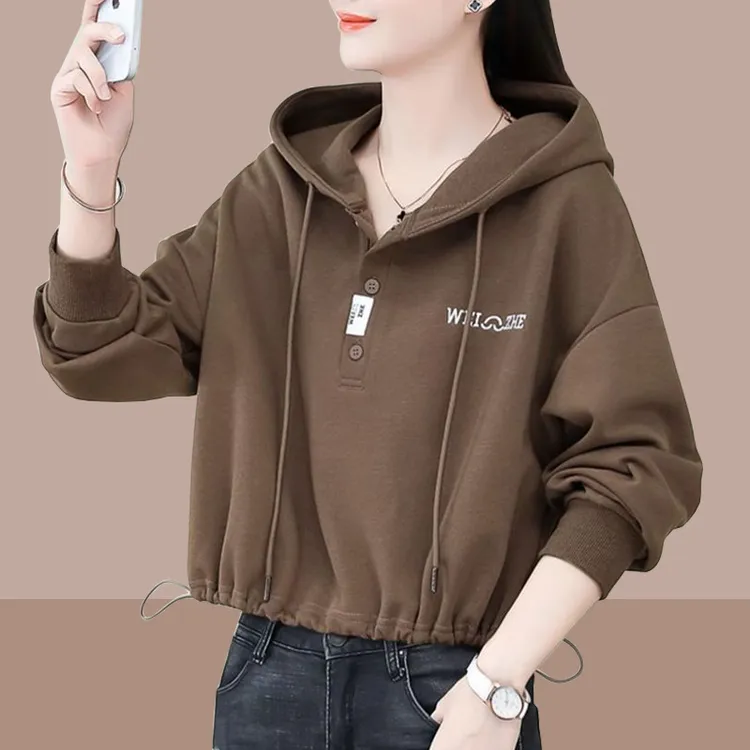 女士卫衣连帽2025春秋季新款休闲小个子女装洋气减龄长袖宽松上衣