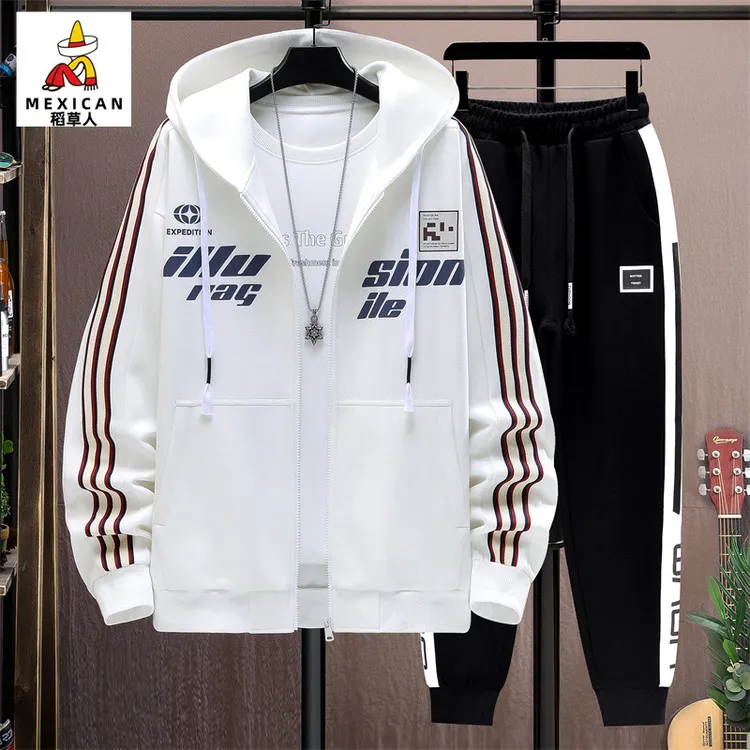 稻草人2025秋季新款青少年休闲卫衣长袖长裤套装帅气潮流时尚男装