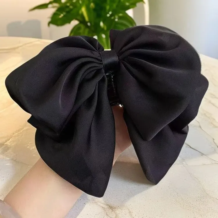 优雅法式蝴蝶结花苞抓夹高级感缎面后脑勺盘发夹气质百搭发卡头饰