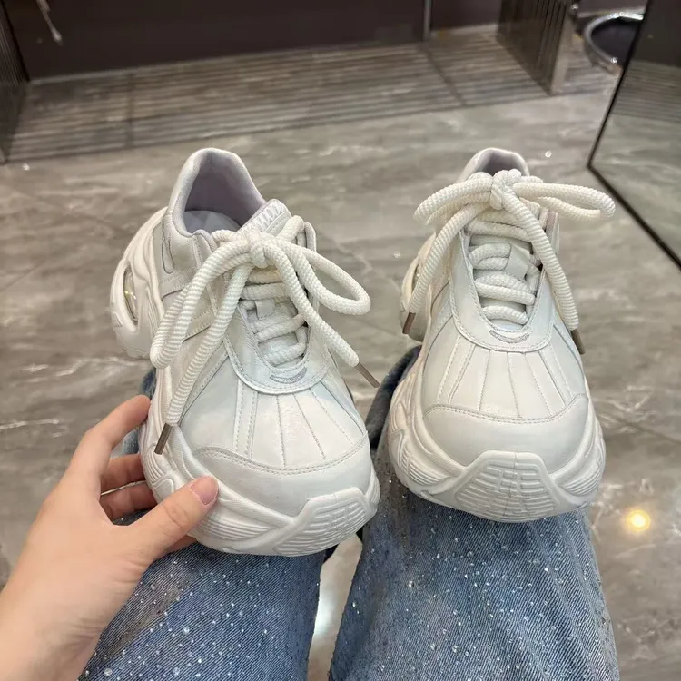 百搭厚底老爹鞋系带ins鞋子韩版拼色厚底阿甘鞋小白鞋女款白色