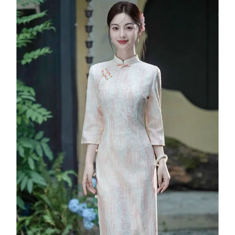 江南春【粉蕊】秋款新中式文艺少女高端日常旗袍奢华气质