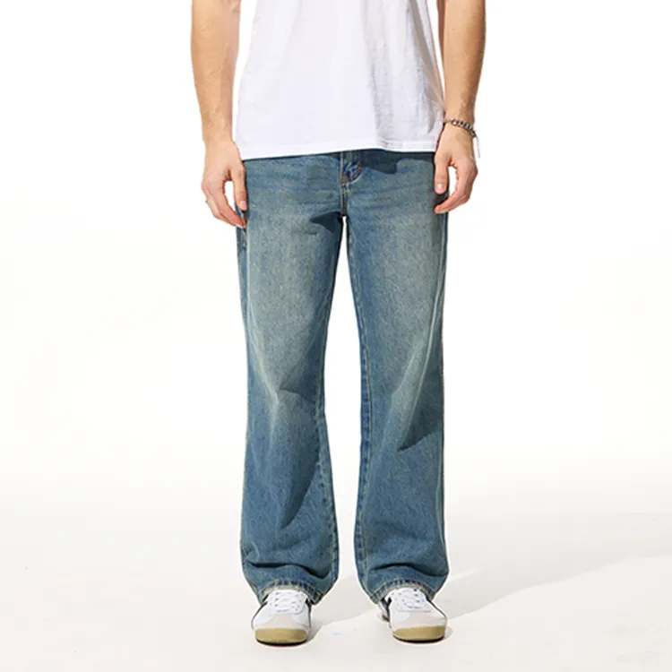 水洗复古长裤时尚宽松直筒牛仔裤阔腿裤宽松春夏休闲裤夏季