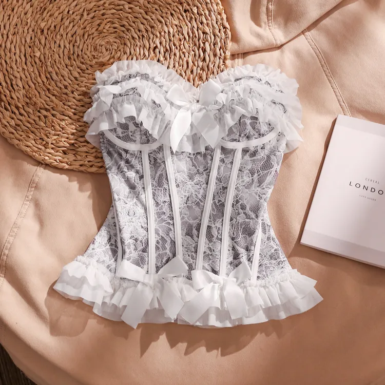 纯欲拼接鱼骨吊带背心夏季女蕾丝无袖修身显瘦性感美背外穿上衣