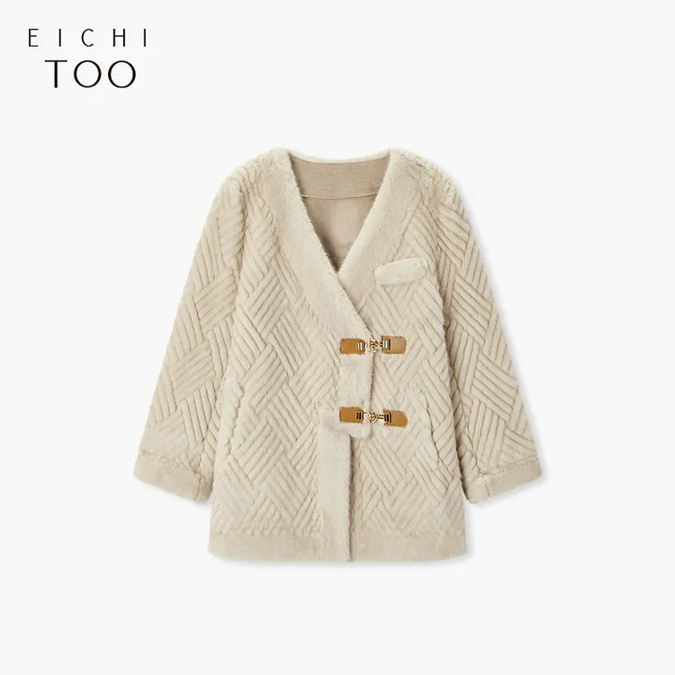 A爱居兔冬季新款仿水貂毛小香风时尚毛绒大衣外套EWDAJ4P001A