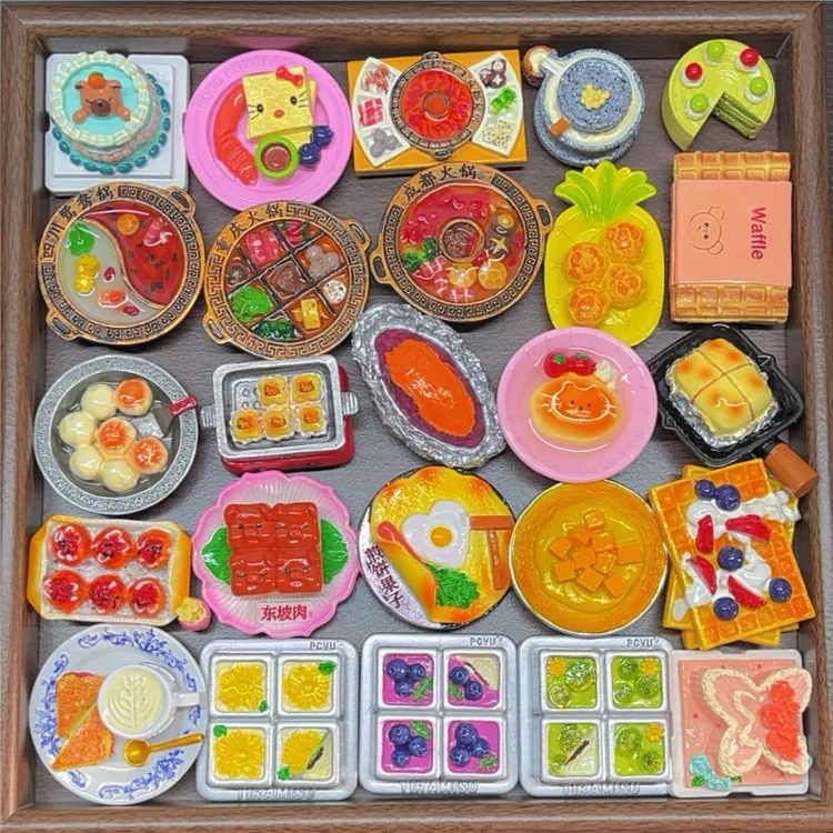 3D立体真全国各地小吃美食食玩冰箱贴装饰吸铁石