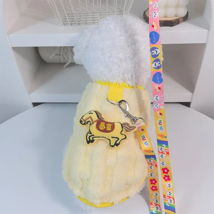 猫咪狗狗冬季加绒可牵引保暖防掉毛柔软舒适宠物背心迎马年新年款