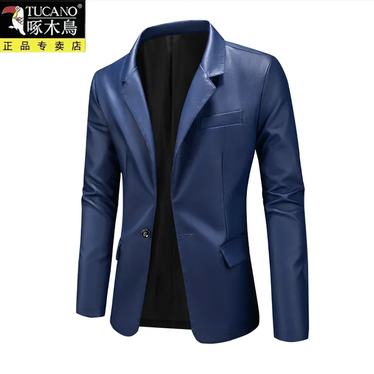 TUCANO/啄木鳥海宁男士皮衣西服领外套秋季休闲时尚修身版型西装
