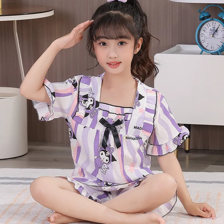 儿童睡衣夏季短袖2025年新款云朵棉卡通库洛米小孩宝宝家居服套装