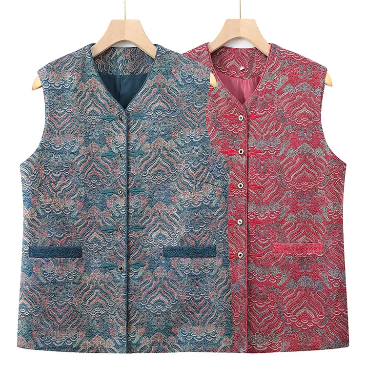 中老年人盘扣坎肩小个子老太太春装背心马夹奶奶装春秋季国风马甲