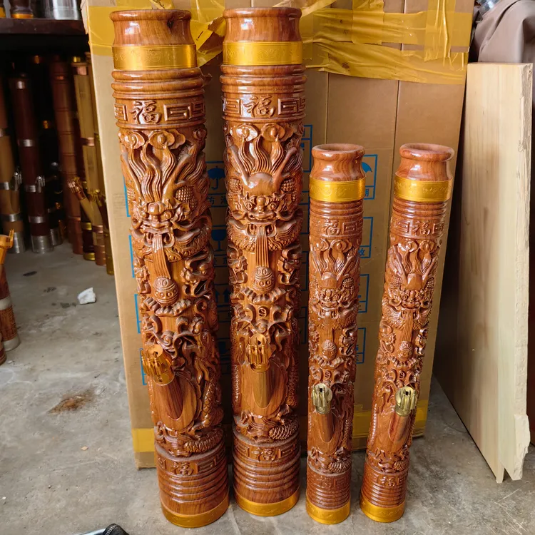 云红檀木雕龙烟筒五龙贵川手工实木雕刻款式水烟筒