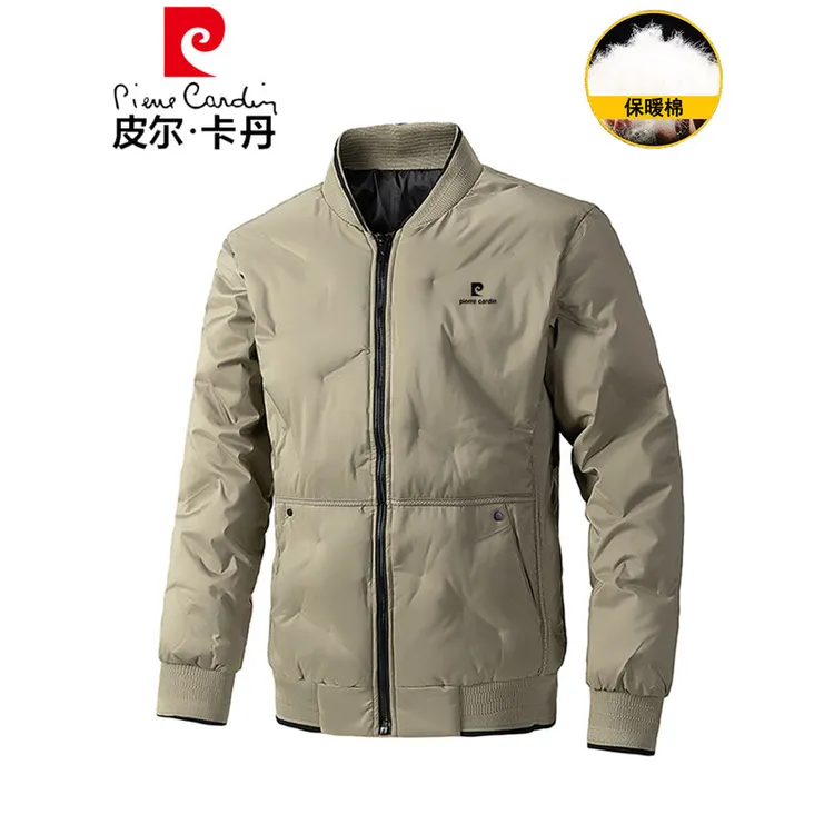 皮尔卡丹棉服男士棉衣外套休闲百搭棒球领秋冬保暖面包服冬装棉袄
