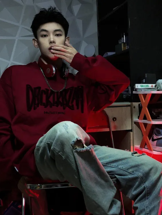 【重磅纯棉】秋冬新款美式休闲复古宽松圆领高街百搭ins男士长袖T恤