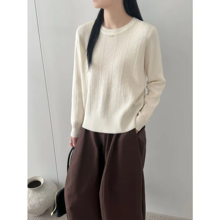 圆领麻花套头毛衣女2025春秋冬新款软糯重工宽松慵懒风针织衫上衣