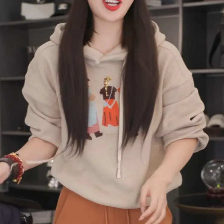 【​潮趣绣像】2025秋冬新款潮流重工刺绣加绒卫衣LK2507762