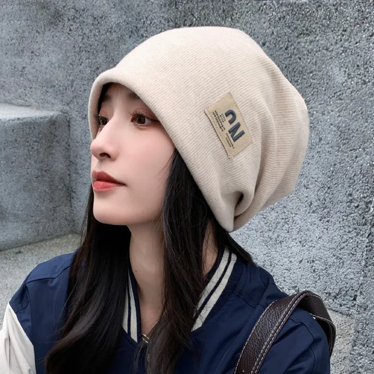 网红堆堆帽女秋冬季日系显脸小百搭护耳包头套头针织帽防风月子zk