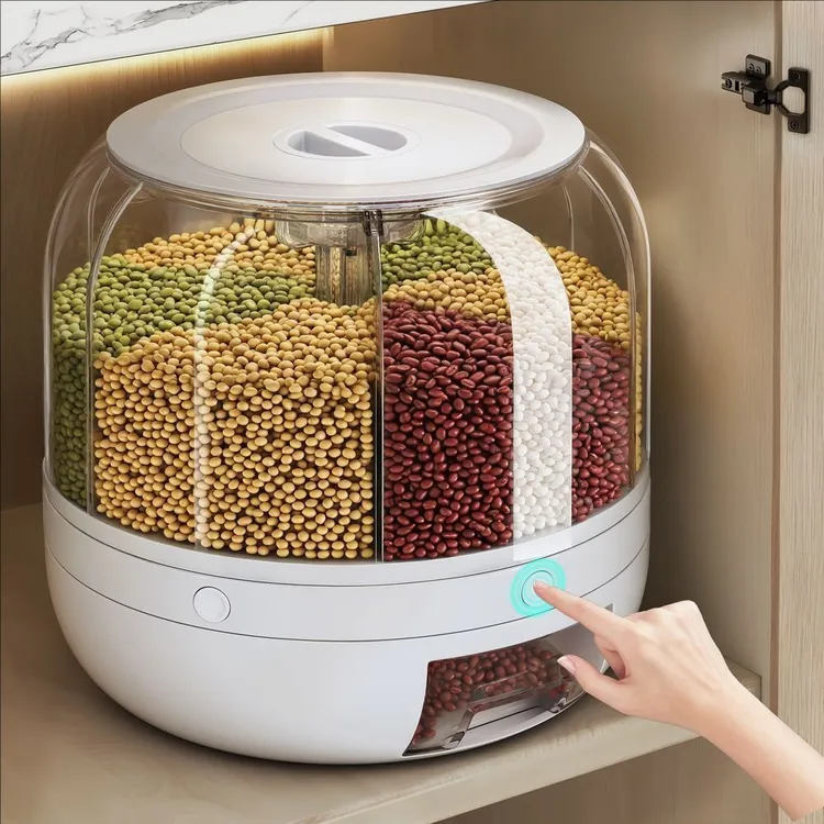 分格米桶旋转五谷杂粮装大米收纳盒家用防虫防潮密封放储米箱米缸