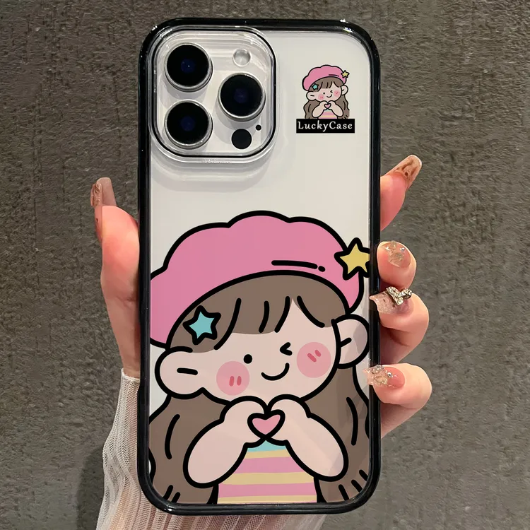 【AI键保护】比心女孩适用苹果16promax手机壳iphone15新款14少女心