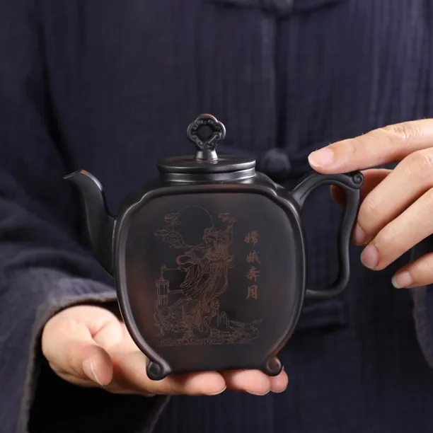 复古紫陶嫦娥奔月珍藏大容量四方制作正宗纯手工原矿单壶茶壶家用