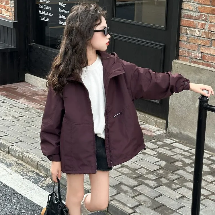 女童外套春秋2025新款女孩早春冲锋衣套装儿童初春韩范儿户外风衣