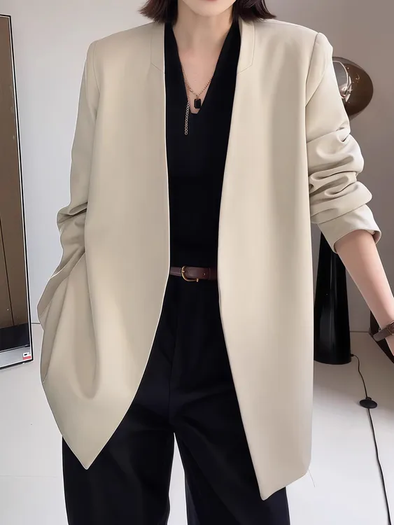 时尚设计感西装外套女2025年秋季新款宽松百搭休闲女士西服上衣潮
