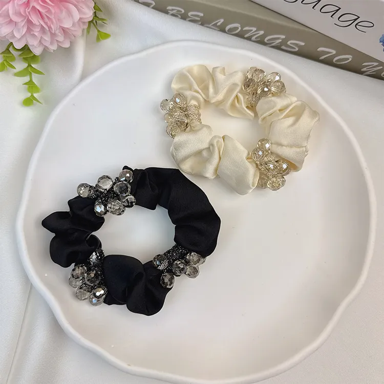 高级感轻奢小肠发圈时尚少女扎马尾气质头绳黑色高弹力丸子头发绳