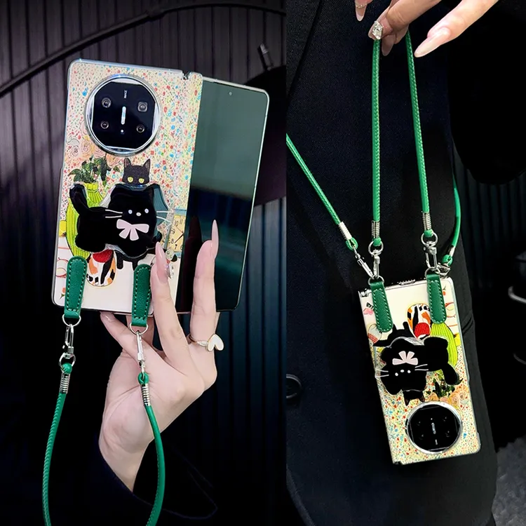 适用华为matex5手机壳折叠屏中轴新款x6典藏版x3卡通个性皮纹女款