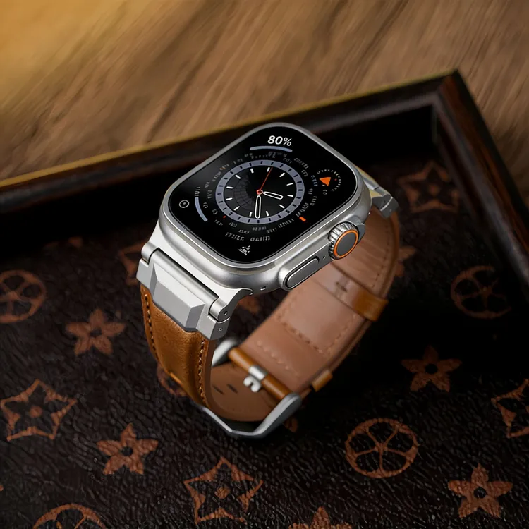 复古头层牛皮AppleWatch疯马纹真皮Ultra3表带适用苹果iwatch手表