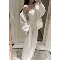 【一如初见】秋冬白色休闲简约卫裤时尚百搭宽松纯色松紧腰运动
