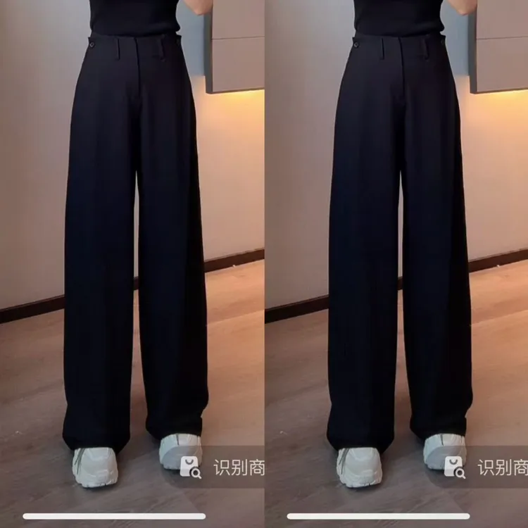 设计感垂感黑色显瘦休闲早秋新款美式直筒裤67808