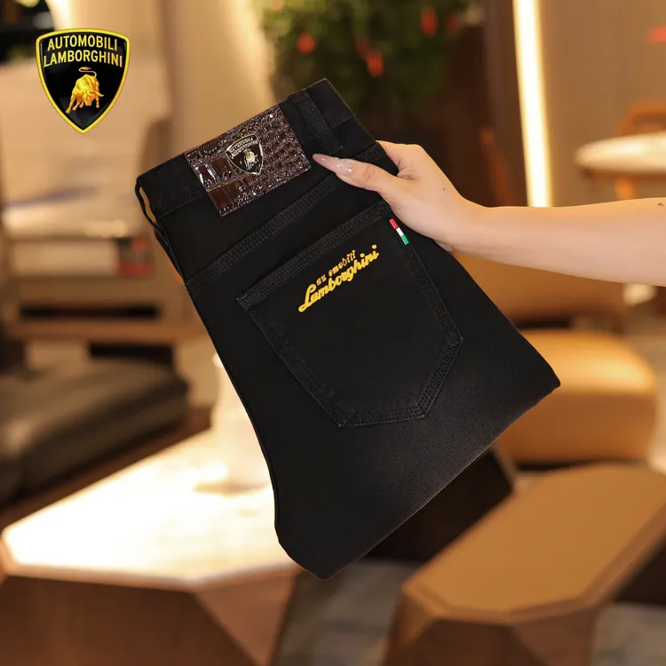 兰博基尼AutomobiliLamborghini品牌联名款男士秋冬修身牛仔裤子2