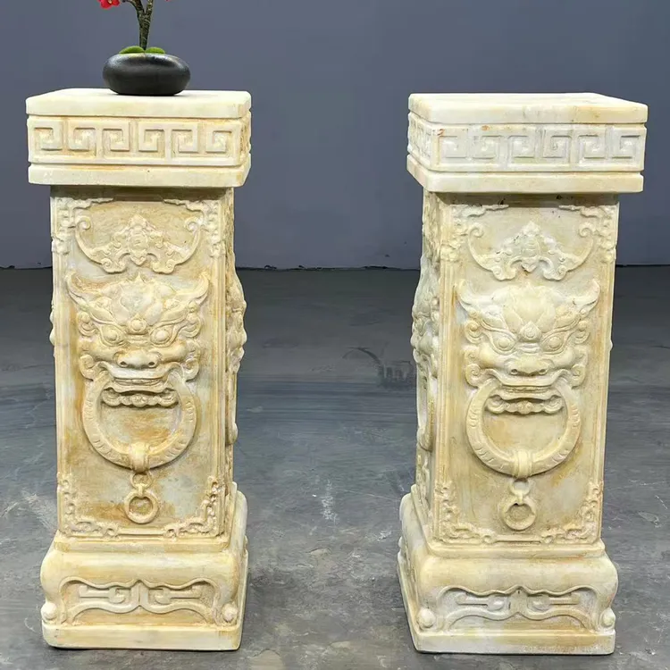 天然石材原石雕刻花架花墩耐用居家装饰盆景底座