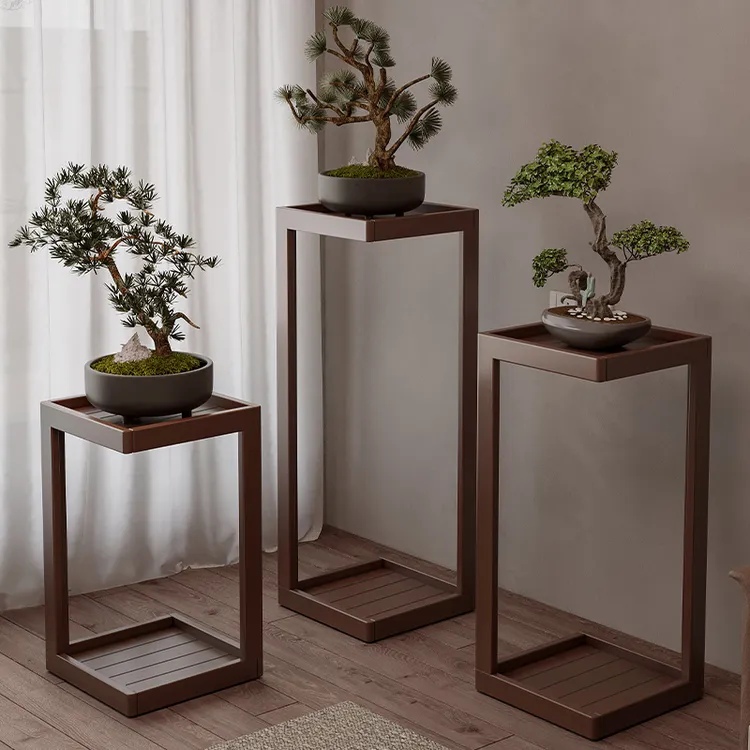 中式多层花架子客厅落地式置物架阳台实木落地花架新款室内落地式