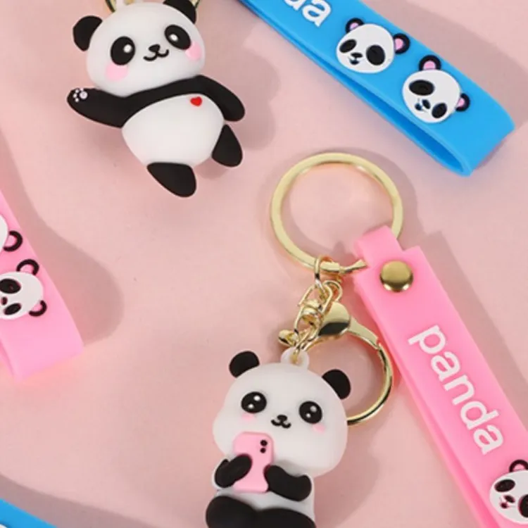 保护高档车锁大气熊猫钥匙扣挂件挂饰情侣节日礼物汽车书包包配饰