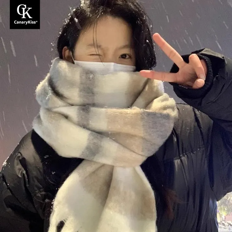 CanaryKiss围巾女秋冬季美拉德渐变加厚保暖围脖氛围感百搭毛绒