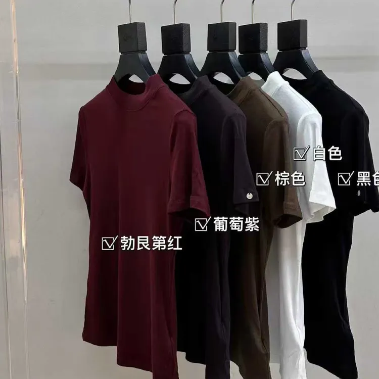 《百万打底》JING6060纯色短袖T恤舒适百搭女士圆领修身打底上衣