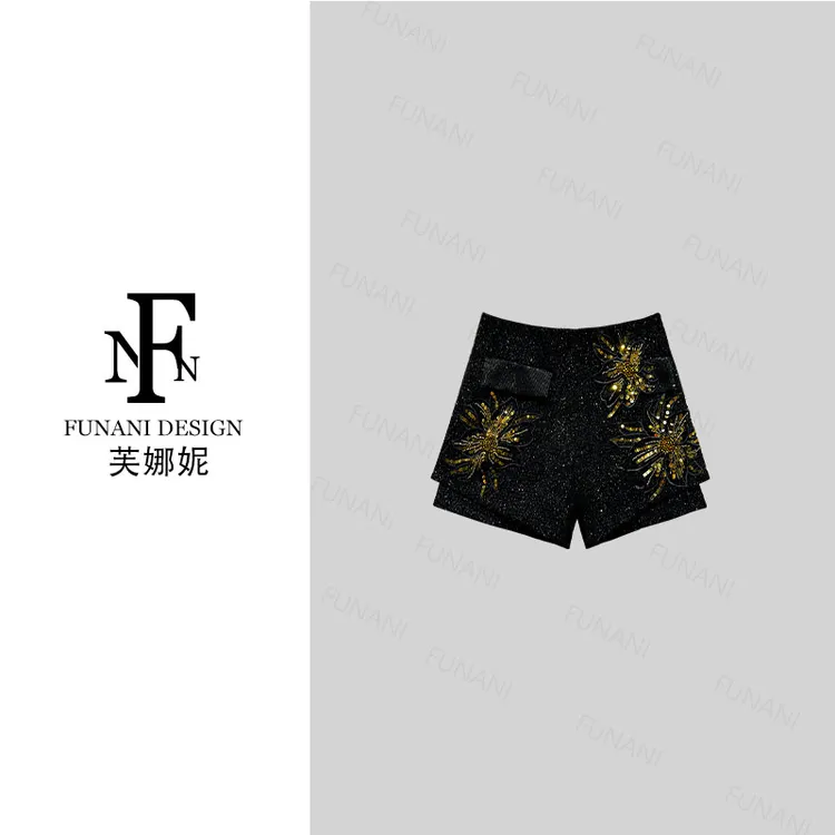 【芙娜妮】2025秋冬保暖显瘦高腰百搭轻奢女神短裤女裤子F2531038B