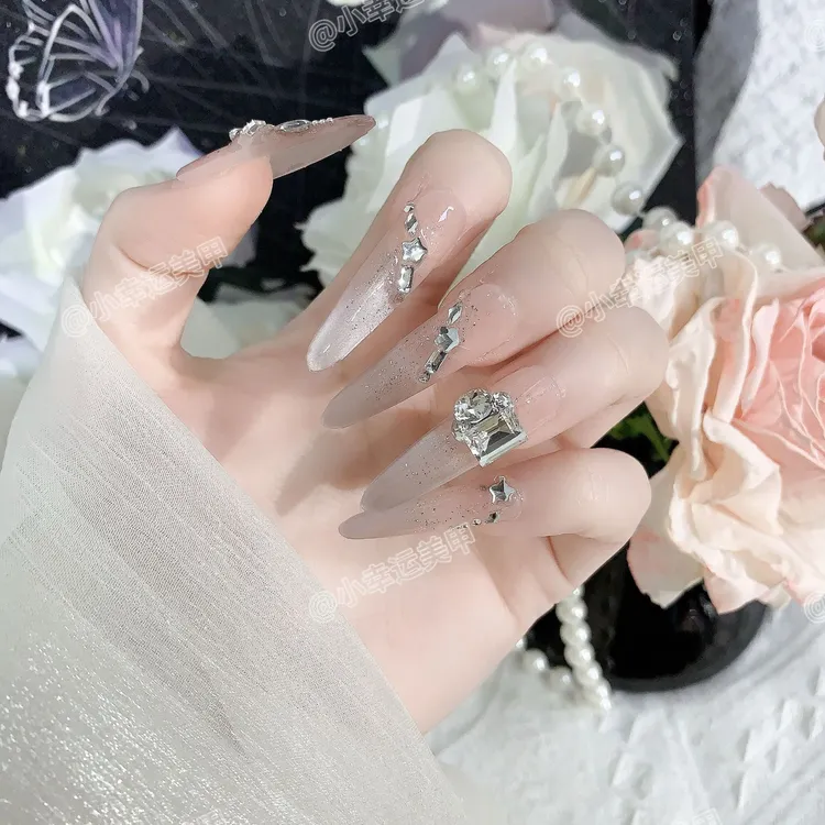 【6*8高品冰糖成品堆钻裸色】美甲钻饰品成品钻石方糖高级碎钻爆闪