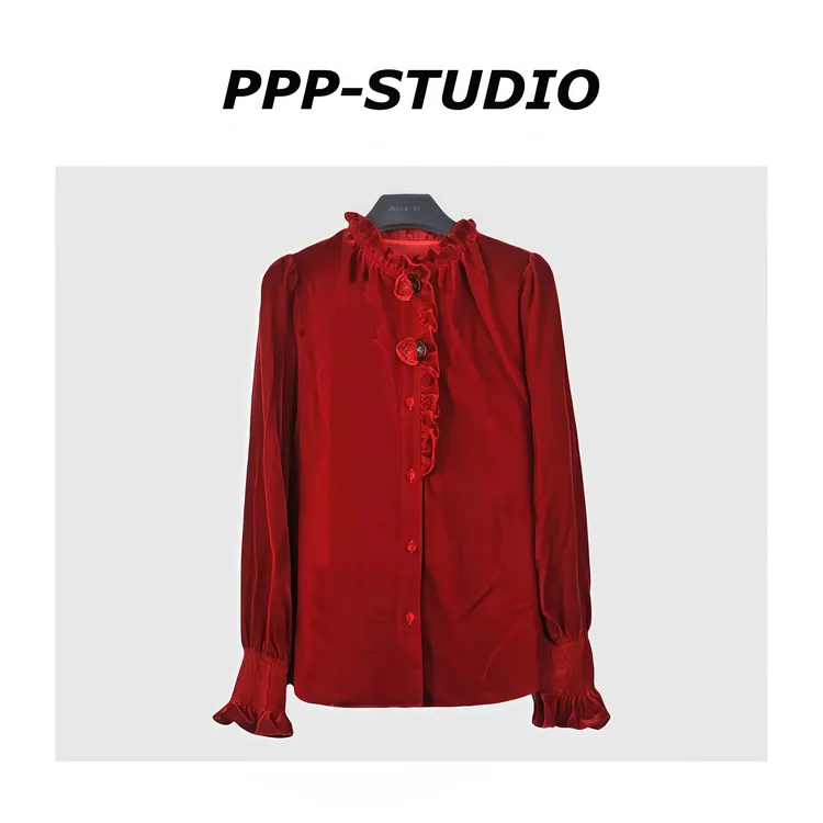 『PP-STUDIO』冬季新款时尚百搭设计款木耳领中式上衣*20253729