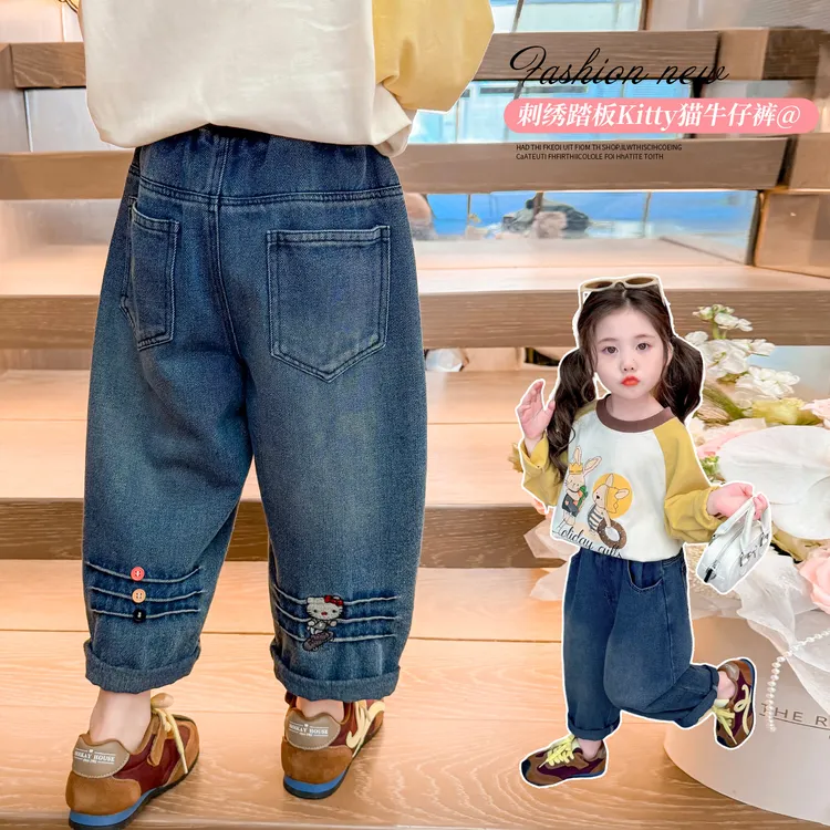 女童春秋牛仔裤2025新款4-6岁幼儿园潮款女宝宝中小童秋季休闲裤