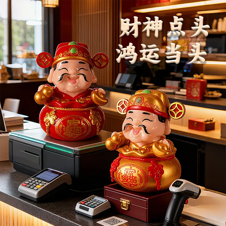 新款太阳能桌面招财猫可爱装饰品摆件车载中控摆件招财创意