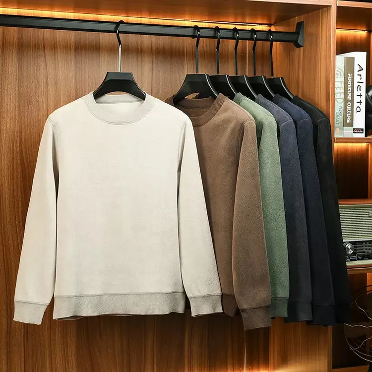 【砺兵户外】加厚双面绒长袖卫衣男士秋冬圆领休闲百搭奥粒绒保暖衣