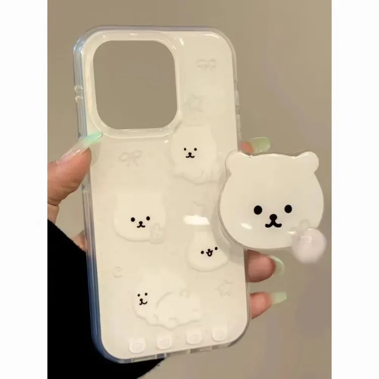 【静静专享】苹果/华为/小米/OPPO/VIVO新比耶自嘲小熊支架手机壳