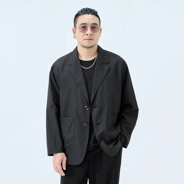 半墨大码男装轻薄小西服男士加肥加大胖子外套男款宽松小西装0222