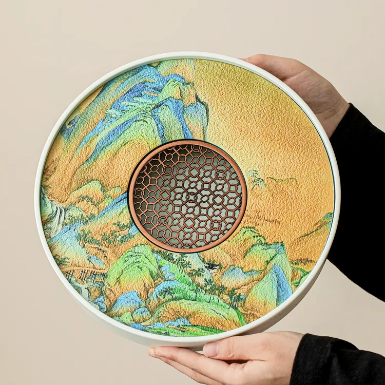 中式茶具2026新款千里江山干泡茶托盘沥水功夫茶茶台陶瓷茶盘家用